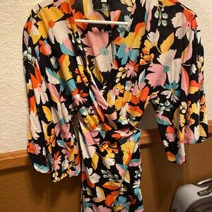 Floral Wrap Mini Dress